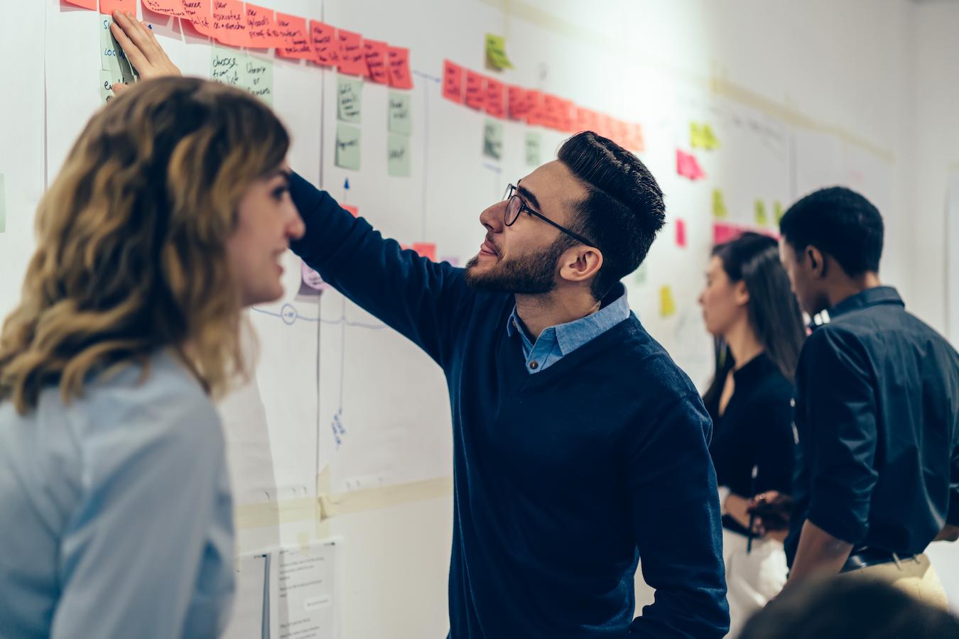 Four teammates improve productivity by using a calendar system designed for team productivity