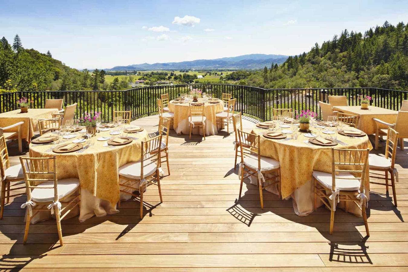 tables and chairs at a beautiful outdoor event venue time consuming construction site inspection checklists regular basis project materials team member safety forms equipment parking quality rooms parking reports site